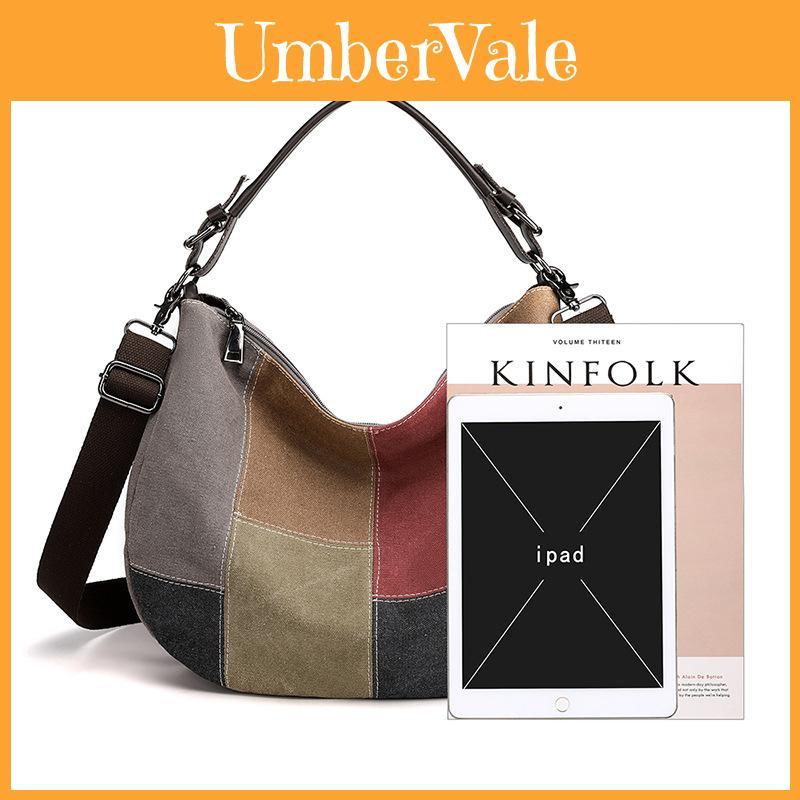 Womens Canvas Business Bag With Colorblock Design And Inner Zipper Pockets For Casual Use