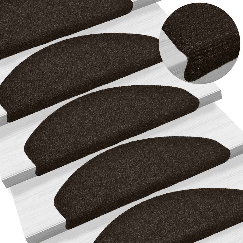 Self Adhesive Stair Treads 5 pcs 65 x 21 x 4 cm Dark Brown Semi Round Large