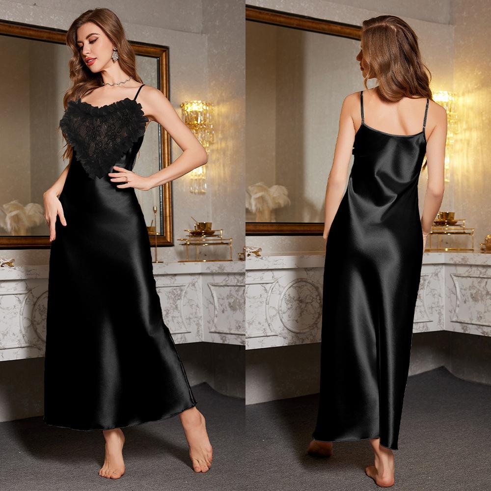 Женская новая роскошная коллекция Midnight Lace Love Heart Halter Long Night Gown Sexy Wind Sleepwear