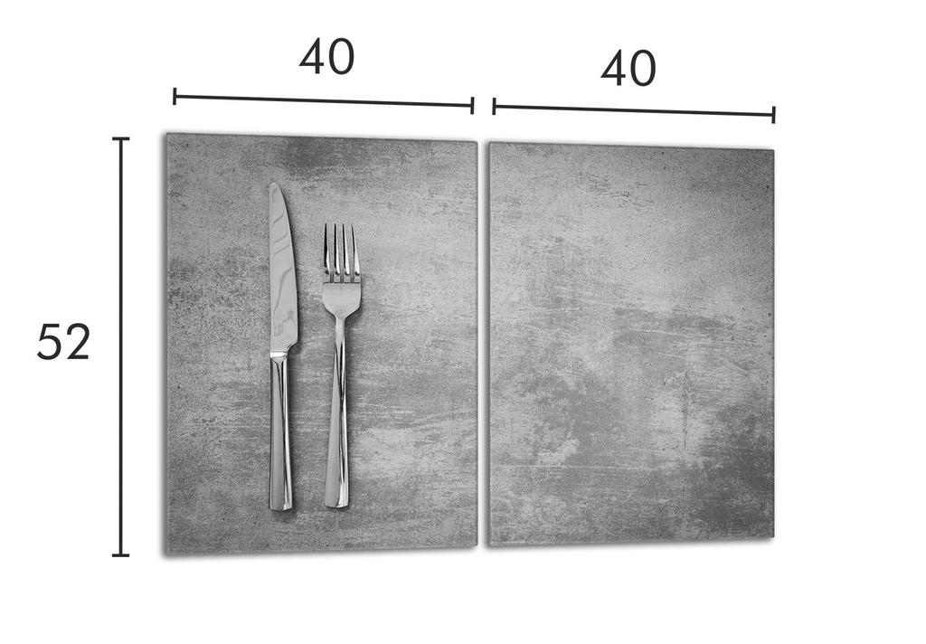 Szklana płyta ochronna na kuchenkę 2x40x52 Sztućce