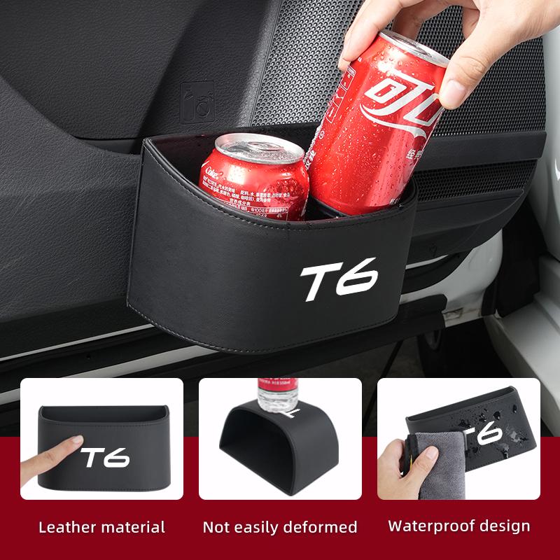Car Trapezoidal Sloped Black Leather Door Multi-Functional Storage Compartmen For Volvo T6 XC60 XC90 S80 C30 S40 XV40 S70 XC70