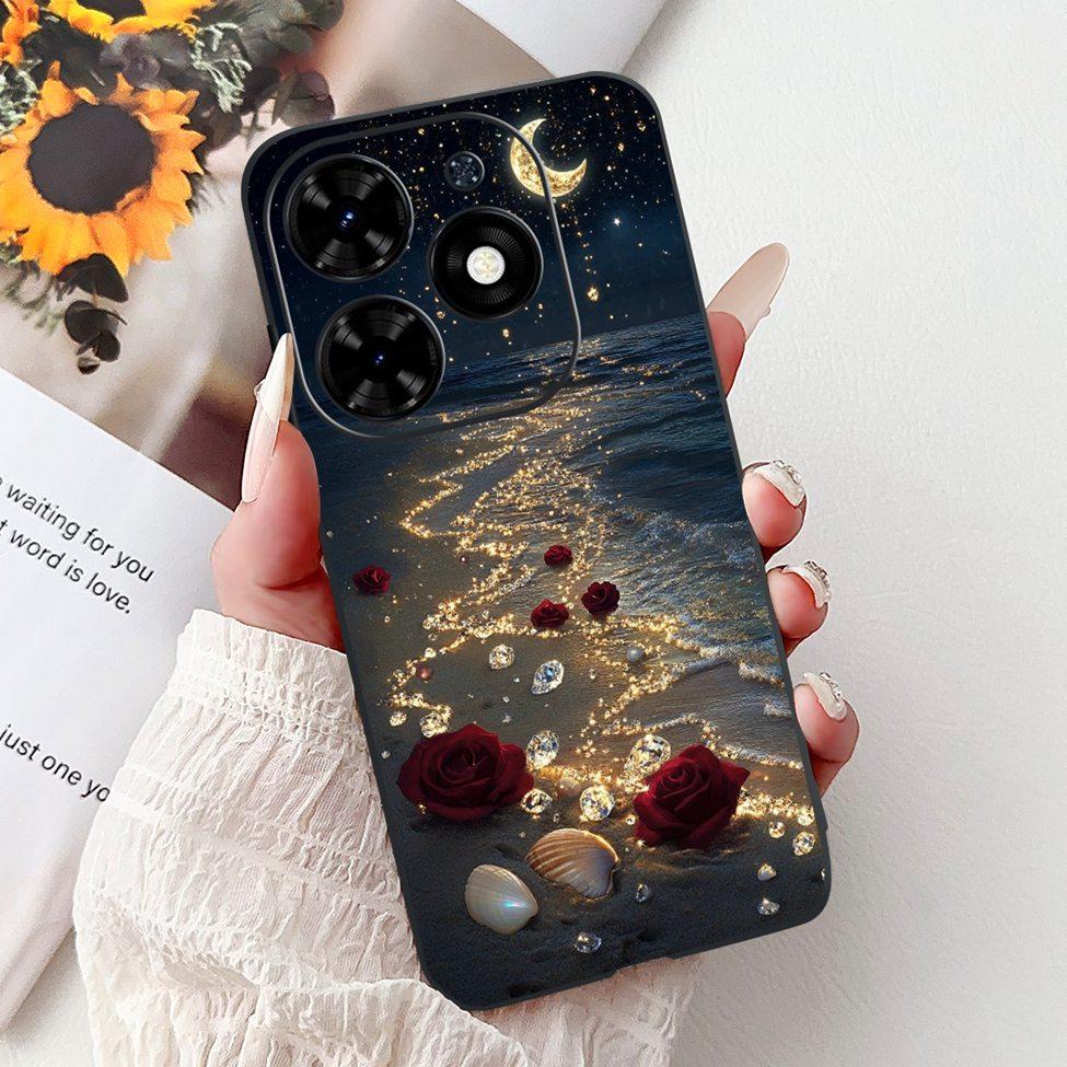 Для Tecno Spark Go 2024 BG6 Задняя крышка Для Tecno Spark Go 2024 Чехол Модный Роскошный Цветы Милый Мультяшный Кот Ударопрочный Силиконовый