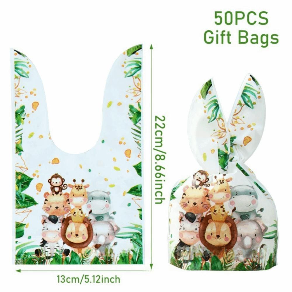 50Pcs Plastic Rabbit Ear Bags Party Favors Gift Packaging Bag Snack Packing Supplies Easter Party
