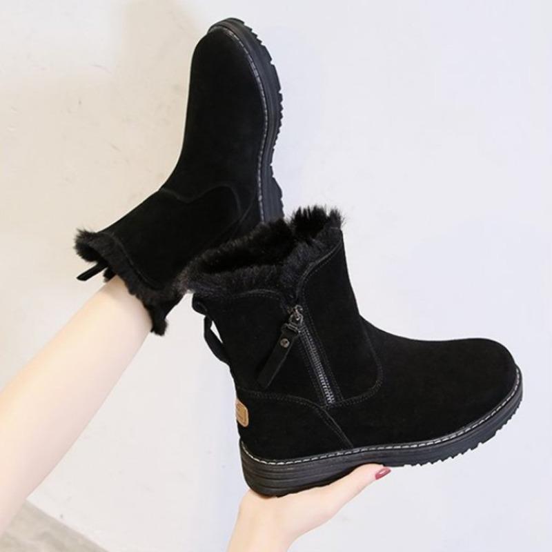 European and American Minimalist Short Boots 2023 Winter New Product Plush Warm Snow Boots Women's Flat Bottomed Short Boots