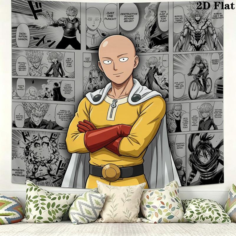 Onepunch Man Wall Tapestry Aesthetic Wall Hanging Printed Fabric Blanket Decorative Tapestries For Bedroom Living Room Home Decor