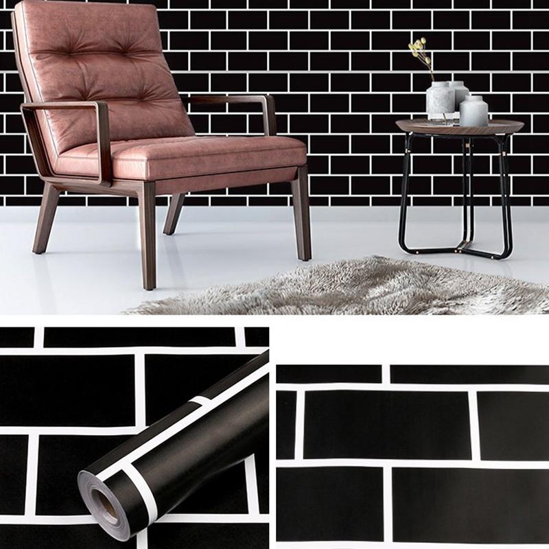 10М Кирпичные обои Преображение стола и шкафа Под дерево Водонепроницаемые ПВХ Самоклеящаяся фоновая наклейка на стену