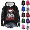 Ayollar modasi Pullover chuqur yengli Rojdestvo bosmali kapyushonli sviter