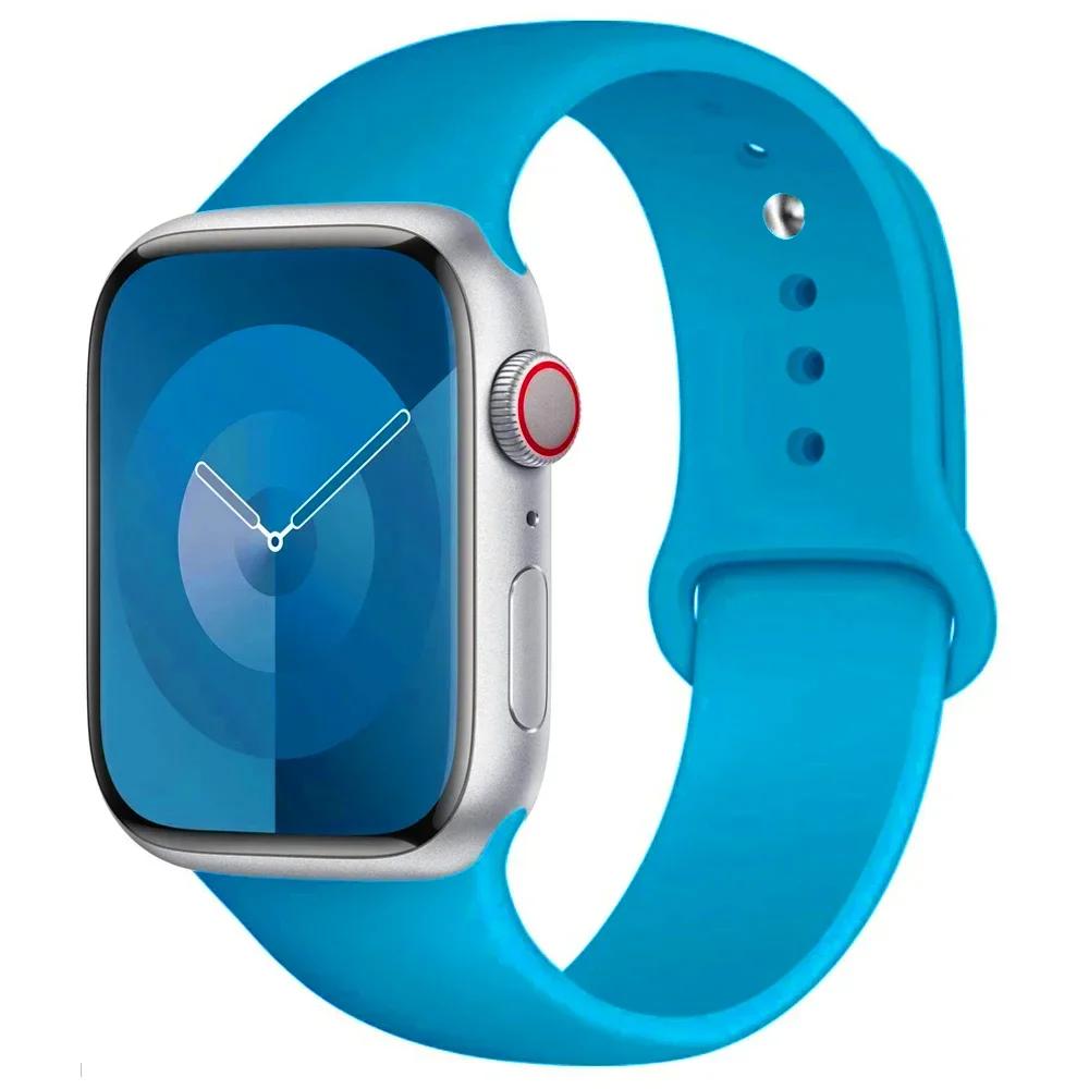 Силиконовый ремешок для Apple Watch Band 44 мм 40 мм 45 мм 41 мм 49 мм 42 мм 45 44 мм браслет iwatch series 7 se 3 5 6 8 9 Ultra 2 ремешки
