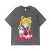 Стирка Т-ширт 275 г/м² 100% Хлопок Sailor Moon V9 Принт Минако Унисекс Тяжелый Хлопок Т-футболка