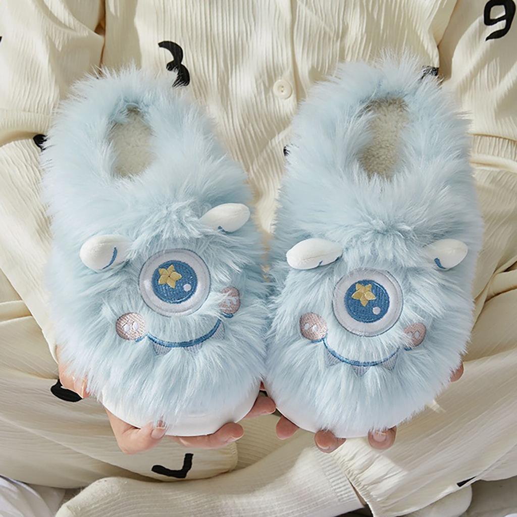 Милые зимние пушистые тапочки для женщин, домашние нескользящие домашние тапочки, теплая зимняя домашняя обувь