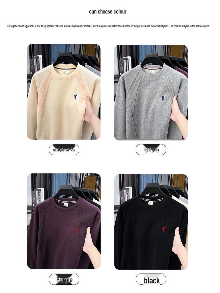 Мужская осенняя толстовка 2025 года из длинноволокнистого хлопка с опущенными плечами - Модный свободный крой, длинный рукав