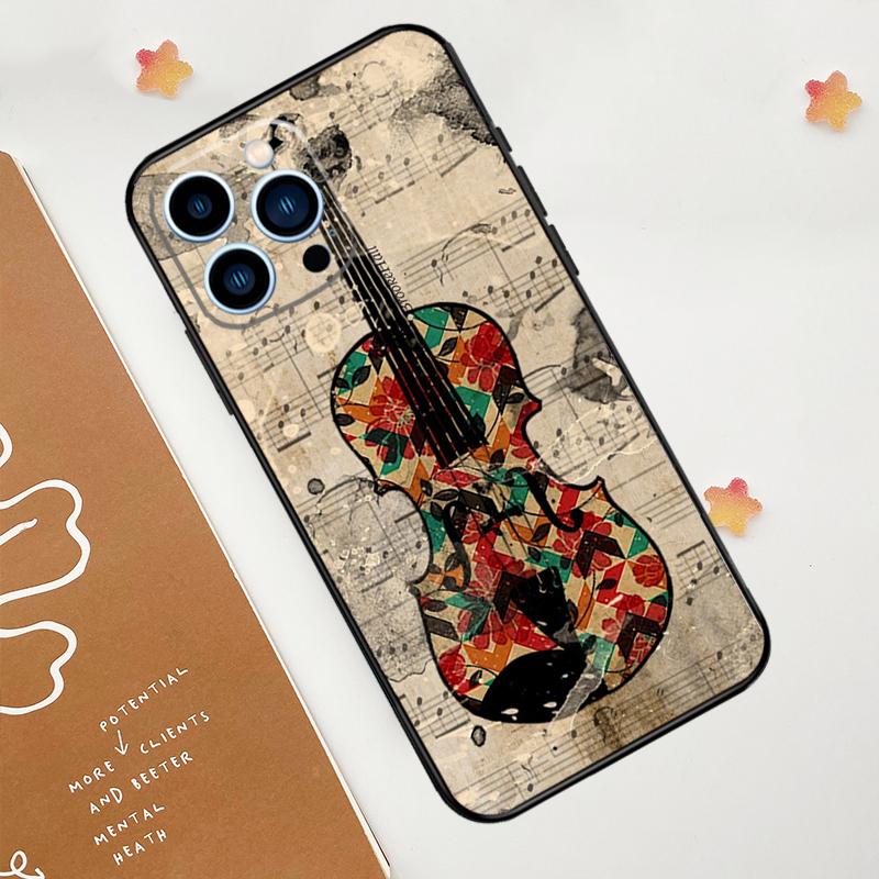 Чехол для телефона с рисунком скрипки Музыкальная Для iPhone 17 Pro Max 14 13 12 11 15 16 Pro Max mini 16 Plus 16e 17 Air Funda