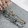 New Flower Glass Beaded Double Layered Stacking Chains Necklaces for Women Temperament Vintage Sweater High-end Fashion Jewelry