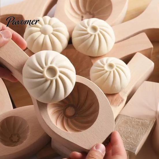 Деревянная форма для булочек с ручкой, ручная форма для баоцзы, кухонные принадлежности для выпечки, легкий DIY пресс для равиоли и выпечки, с цветочными краями