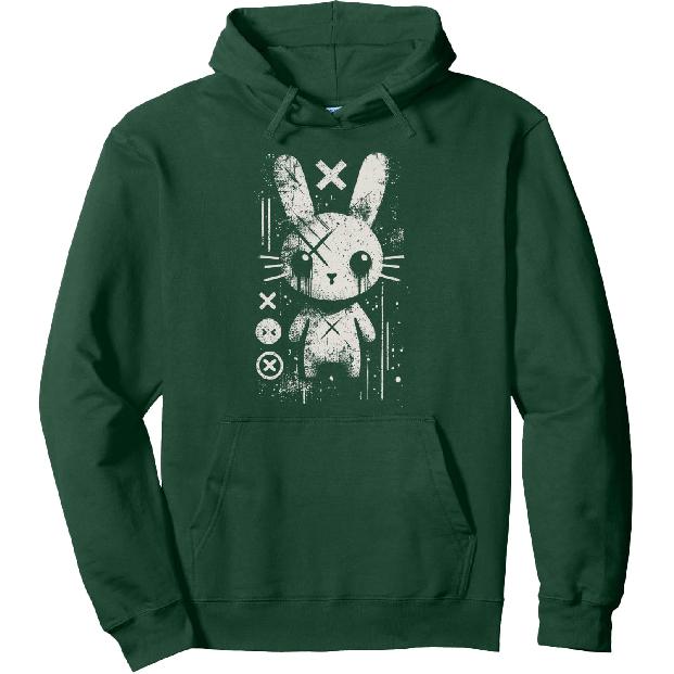 Creepy Cute Goth Bunny Horror Kawaii Rabbit Grunge Aesthetic Pullover Hoodie