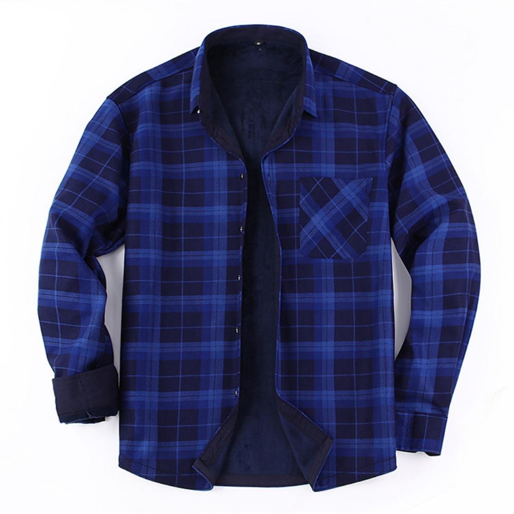 Американский размер Мужская рубашка с длинным рукавом Осень Зима Теплая Плюс Флис Утолщенная Клетка Большой размер Мода Не требующая глажки