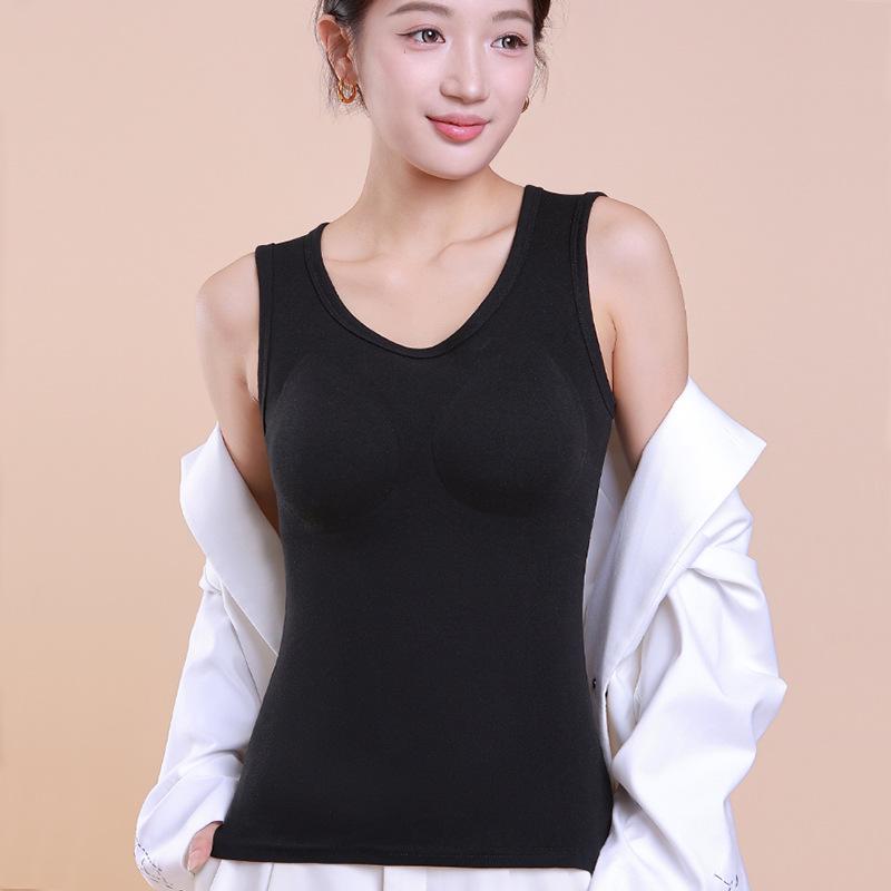 Женский теплый жилет из мериносовой шерсти со встроенными подушечками и фиксированными чашками для осени/зимы