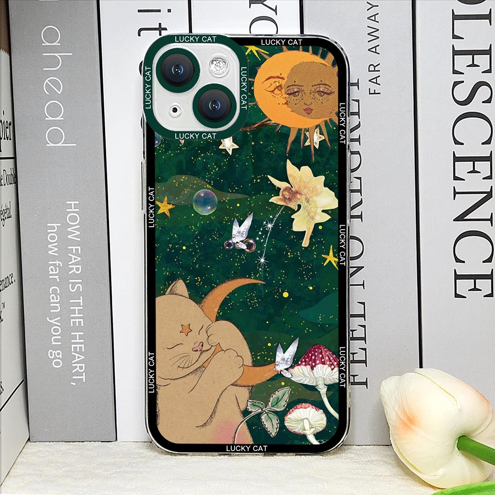 Абстрактная кошка Чехол для телефона IPhone 16 15 14 13 12 11 Pro Max 12 13 Mini XS X XR 16 15 14 7 8 Plus SE2 Ударопрочные Мягкие Чехлы