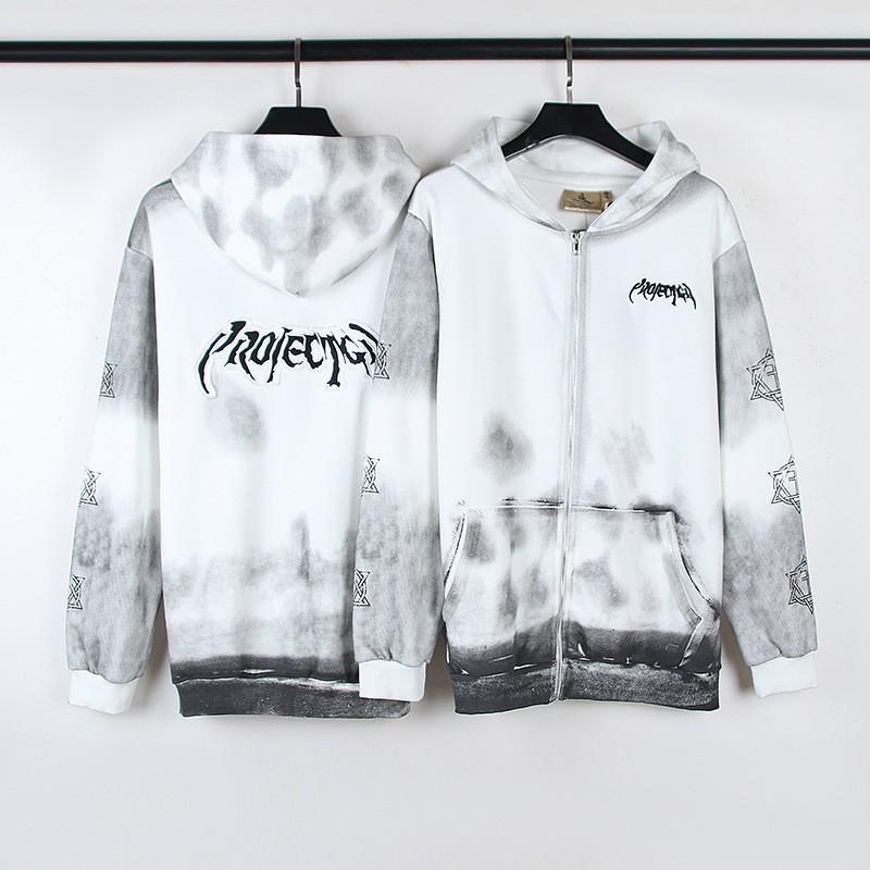 Vintage Streetwear Zip-Up Hoodie Loose Fit Men Winter Retro Sweatshirt