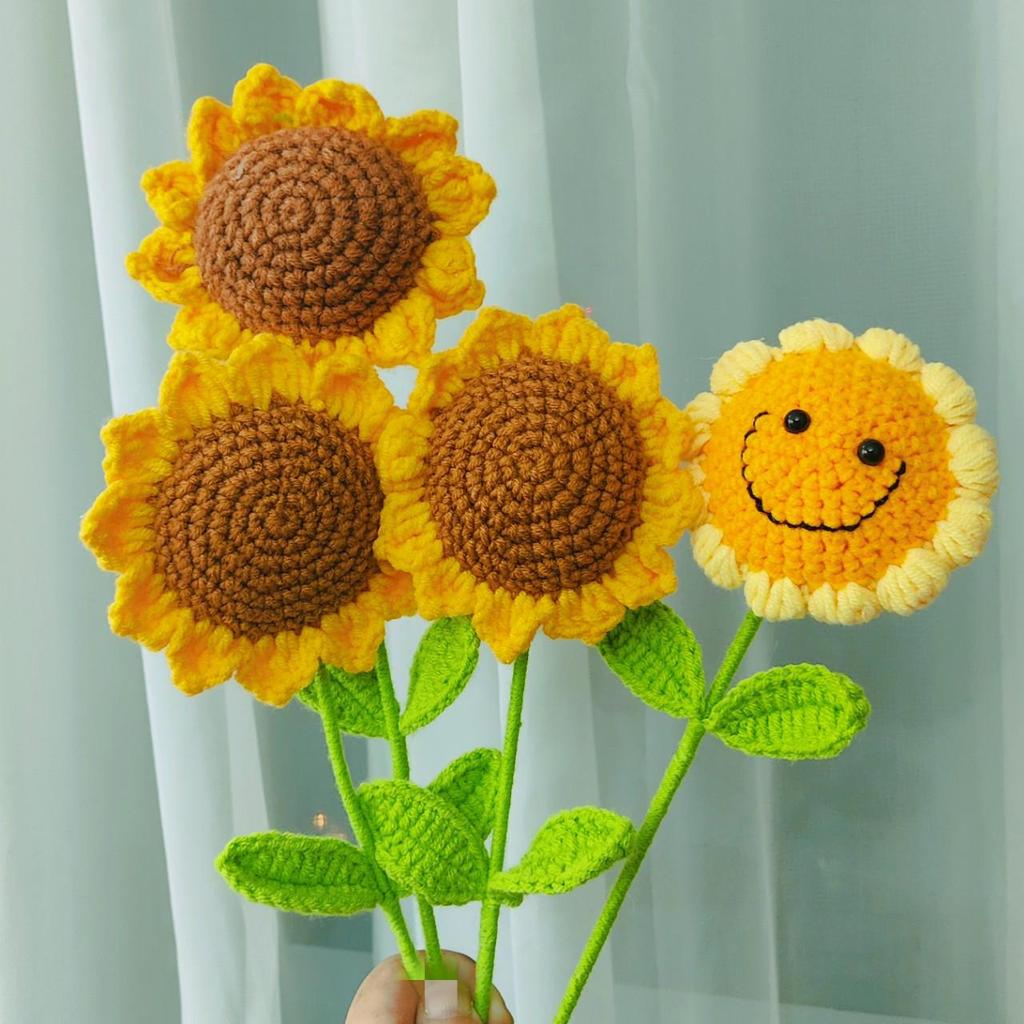 Handwoven Smiling Sunflower Faux Bouquet – Perfect Gift for Teacher's Day & Children's Day