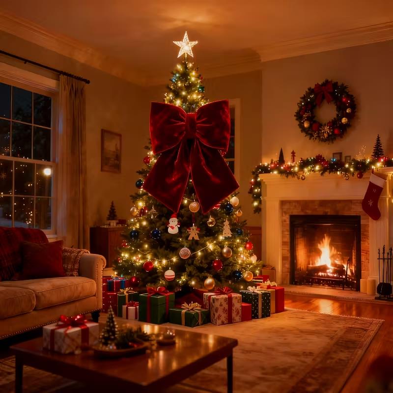 Large Red Velvet Bow Christmas Tree Hanging Pendants Christmas Party Decoration New Year Holiday Home DIY Ornaments