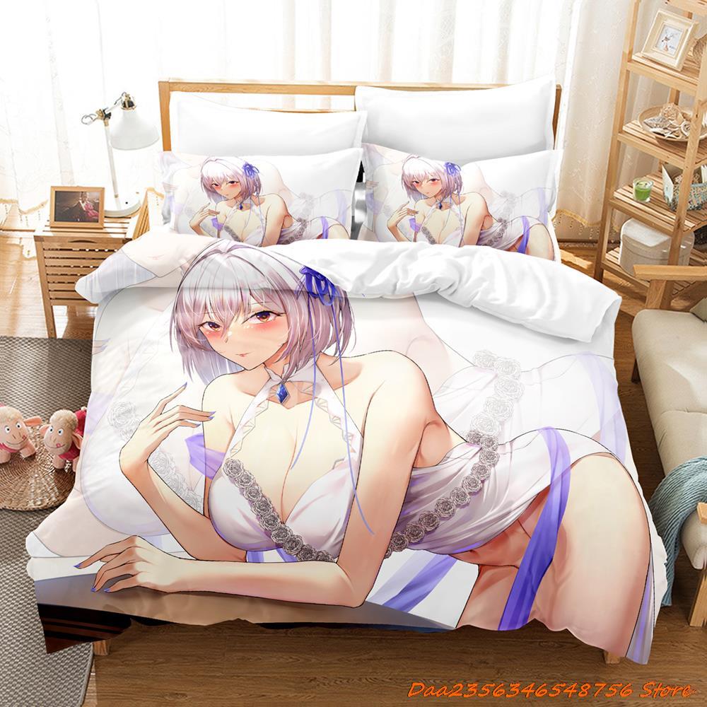 Comforter Sexy Azur Lane Sirius Bedding Set Cartoon Anime Three-Piece Set Adult Kid Bedroom Duvet Sets 3D Kawaii Girl Game Bed Set