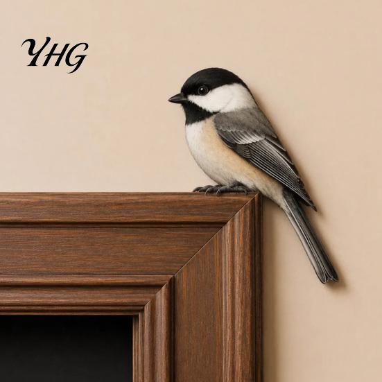 Cozy Corner Forest Motif Decor Wooden Bird Door Topper Decor, Adorable Shape Statue, Handcrafted Wood Sign, Woodland Frame Art Figurine for