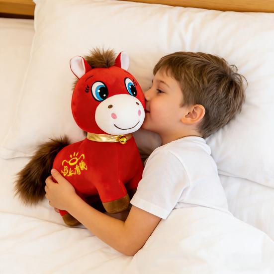 2026 Год Лошади Плюшевая Игрушка Счастливая Лошадь Талисман для Лунного Нового Года Мягкая Набивная Игрушка для Украшения Символ Удачи Празднование