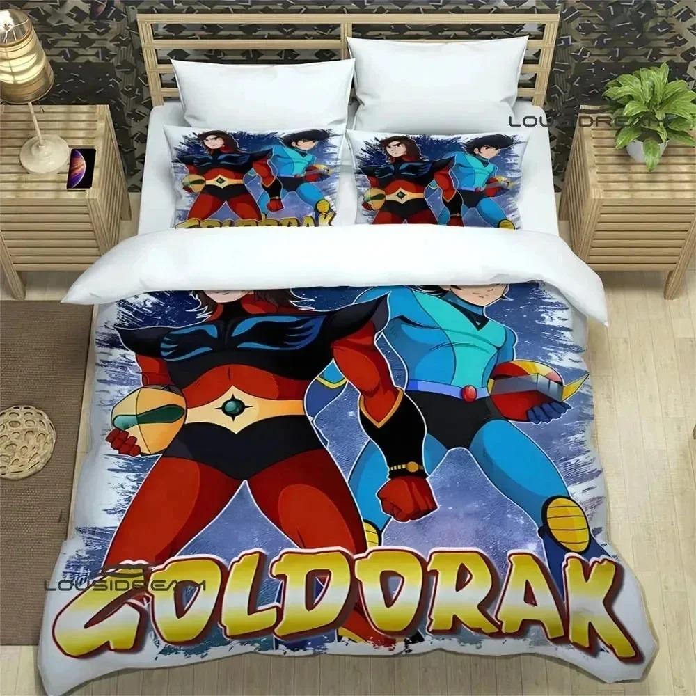 Постельное белье Ufo Robo Grendizer Goldorak 3D-печать Подходит для спальни Комплект с пододеяльником и наволочками Детский домашний текстиль