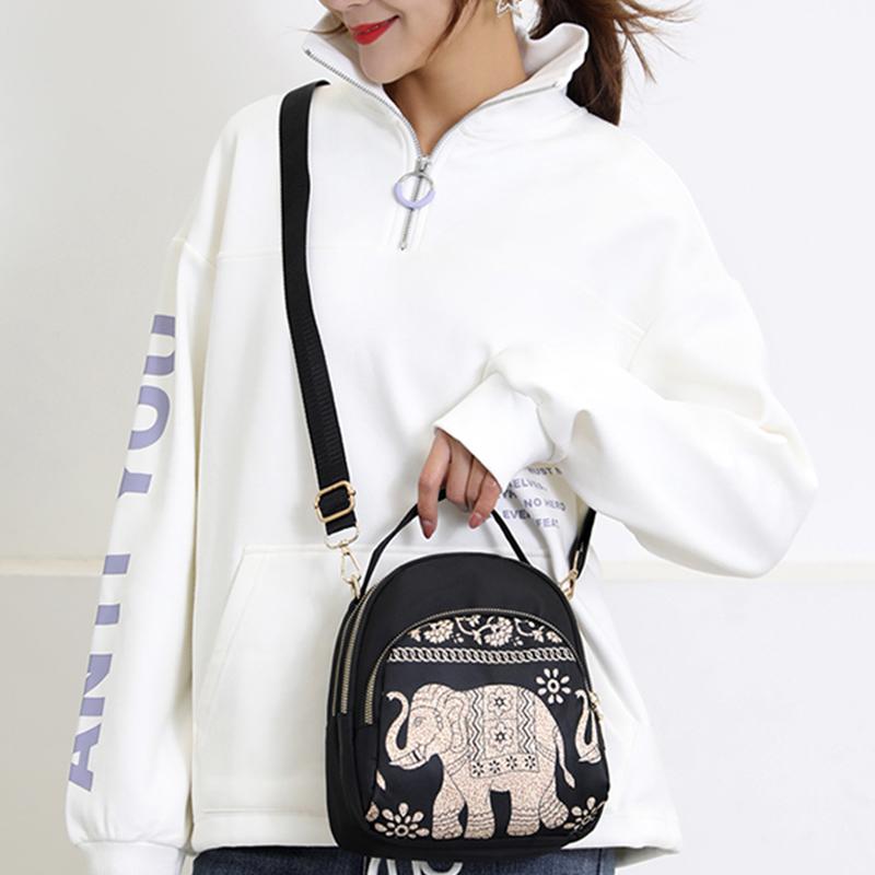 Trendy New Nylon Backpack For Women Multifunction Shoulder Crossbody Bag Printing Waterproof Rucksack Travel Lady Pack