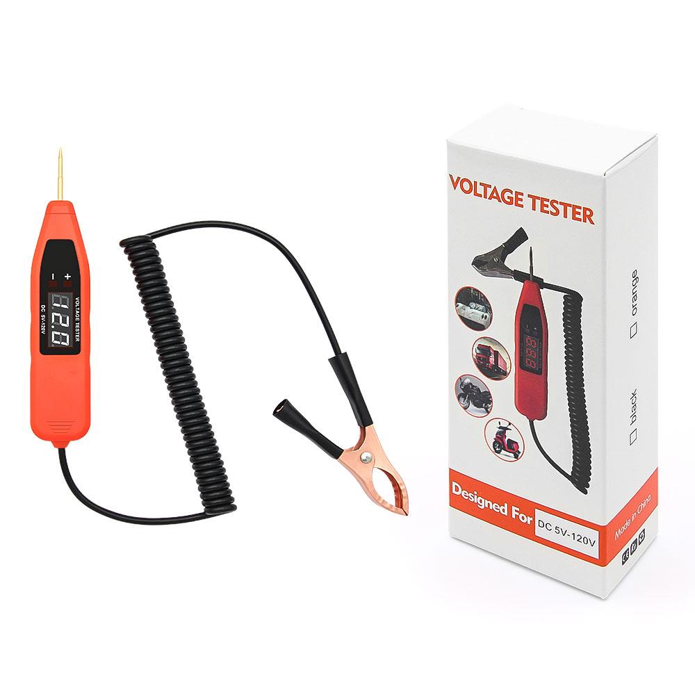 Car Circuit Tester Pen 5V 120V Automotive Circuit Voltage Tester with Display Positive Negative Pole Probe for Car Circuit Test