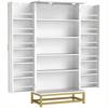 Kitchen Cabinet Kitchen Storage Unit with 12 Door Shelves, Adjustable Shelves, 58x29x119.5cm, White