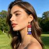 USA Flag Earrings for Women, Patriotic Red White Blue Earrings, American Flag Dangle Drop Earrings, 4th of July Independence Day