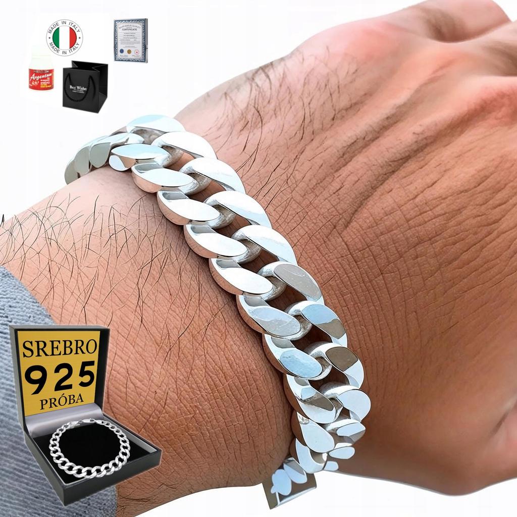 THICK Silver Men' Bracelet 925 SILVER Cuirass 11mm As a Gift ITALIAN