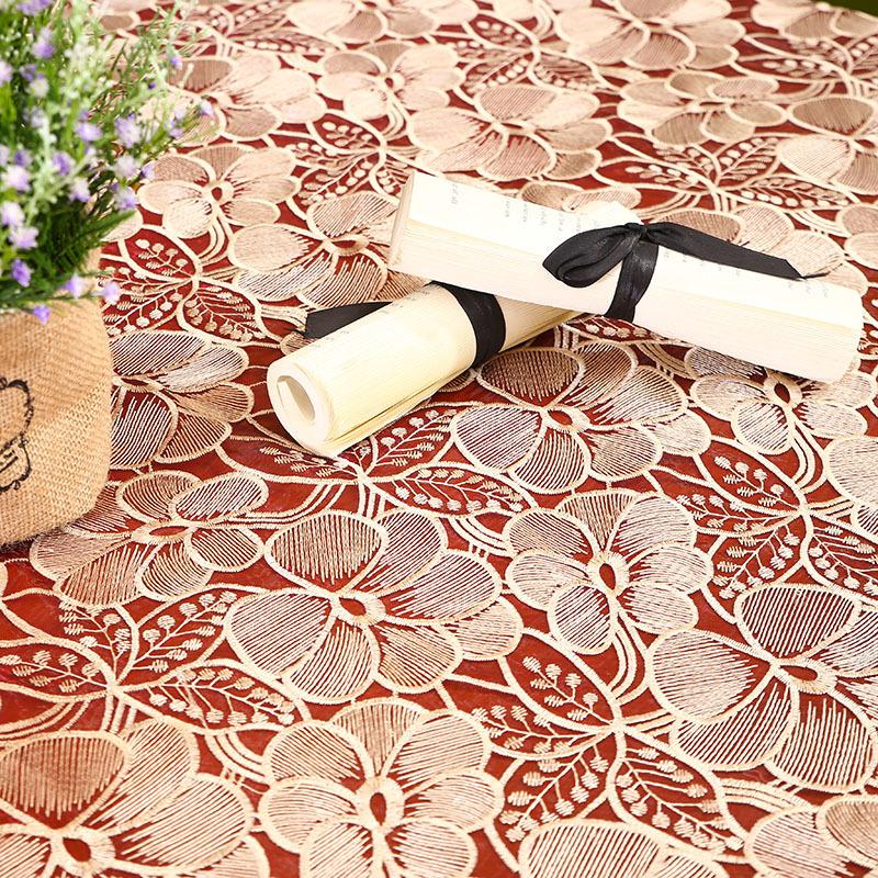 Скатерть из дамасской ткани в деревенском стиле, водорастворимая кружевная кромка, вышитая цветочная европейская скатерть, моющаяся скатерть для чайного столика
