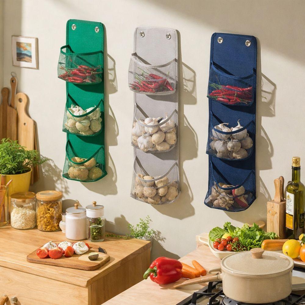 Space Saving Wall Mounted Basket No Drill Bathroom Organizer Mesh Storage Basket  Vegetable Fruit