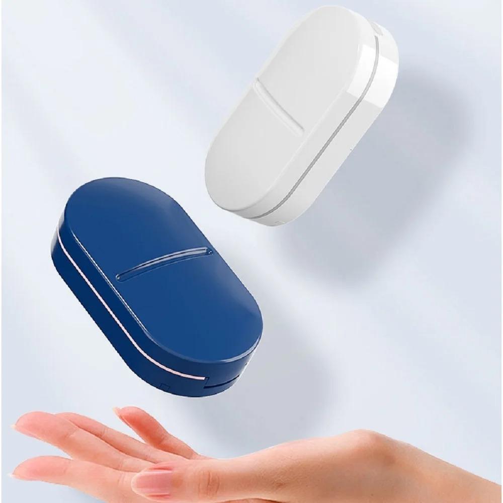 2pcs Portable Multiple Pill Cutter with Storage Box Pill Crusher Adjustable Pill Splitter Stainless Steel Cutting Blade