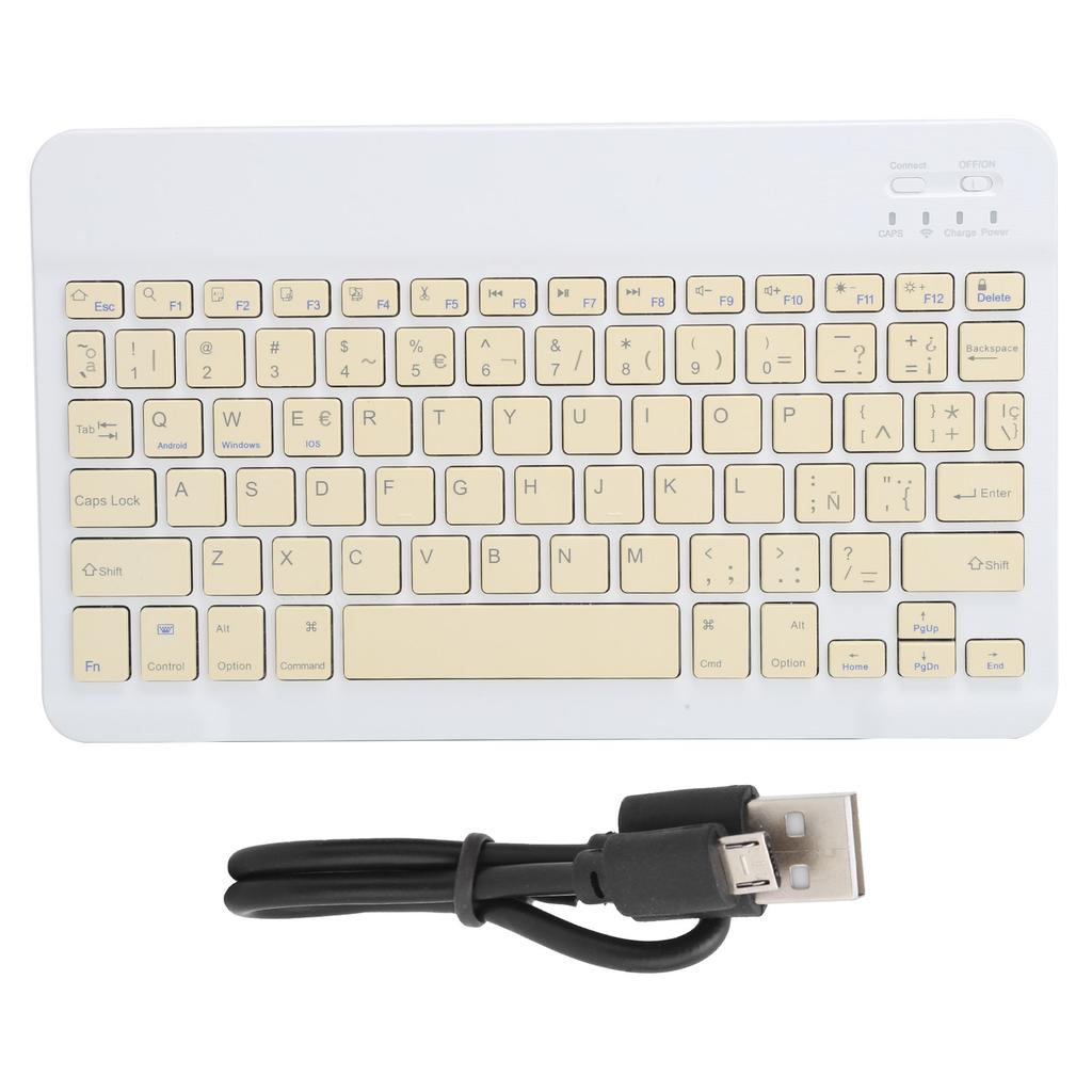 Portable Mini Wireless Bluetooth Keyboard Spanish for IpadSamsungXiaomiHuawei Tablet PCYellow