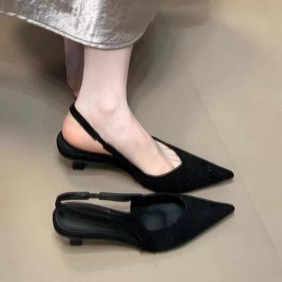 Весенне-летние туфли-лодочки с французским острым носком, темпераментные, на высоком каблуке, женские туфли на тонком каблуке, с мелким вырезом, с закрытым носком, сандалии в стиле ретро для работы, туфли-одиночки