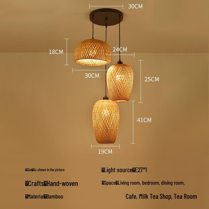 Бамбуковая ротанговая подвесная лампа: Дзен-освещение для чайной комнаты, столовой или чайного домика - Японский антикварный стиль