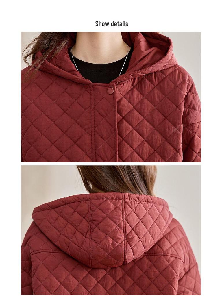 2024 Женская зимняя клетчатая куртка с хлопковой подкладкой - Маленький размер, короткий стиль