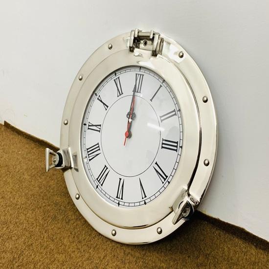 Алюминиевые часы-иллюминатор с хромированной отделкой, настенные часы ручной работы в морском стиле, антикварные настенные часы