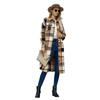 Danmo Casual Single Breasted Windbreaker Women's Plaid Print Open Front Jacket Plus Size