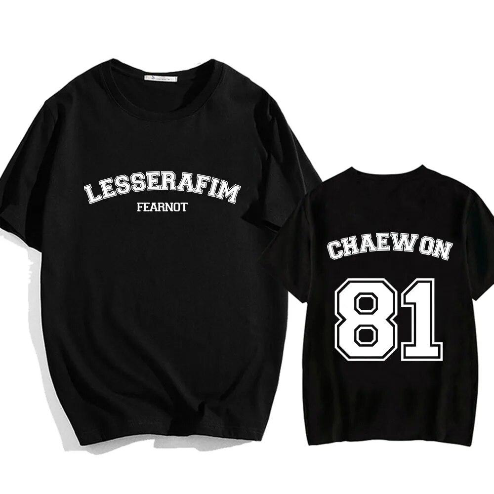 LE SSERAFIM Chae-Won 81 T-shirt Kpop Band Korean Fashion Tee-shirt Short Sleeve Cotton Unisex Women Tshirts Summer Streetwear Tees