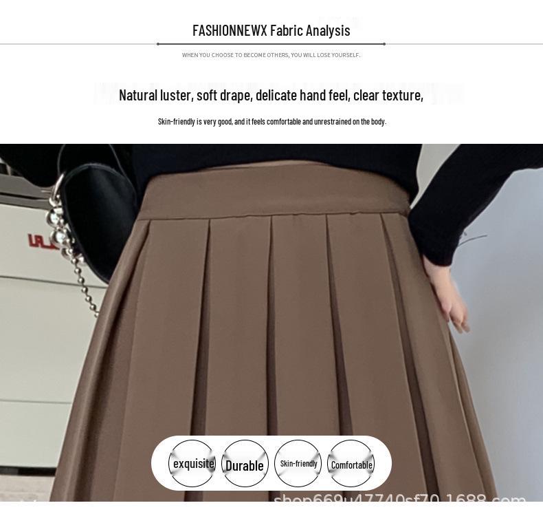 Pleated Midi Skirt for Women - High Waist Ballet Style A-line, Perfect for Autumn and Winter Commutes
