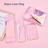 50 шт., 4 стиля, лазерная упаковка, плоская косметичка, голографические мини-сумки