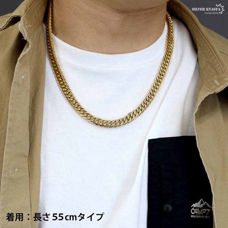 Ожерелье Kihei с двойной огранкой из титана, золото, серебро, 18-каратное титановое ожерелье из германия, толстое ожерелье из ТИТАНА, золото [серебро KYASYA]Чистый 6-сторонний (золото,