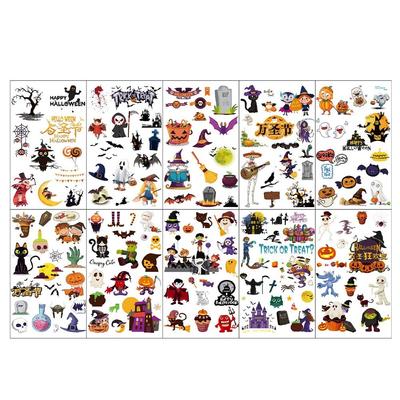 Детские татуировки-наклейки Gustuff Halloween, сертифицированные KC, 10 шт., разноцветные
