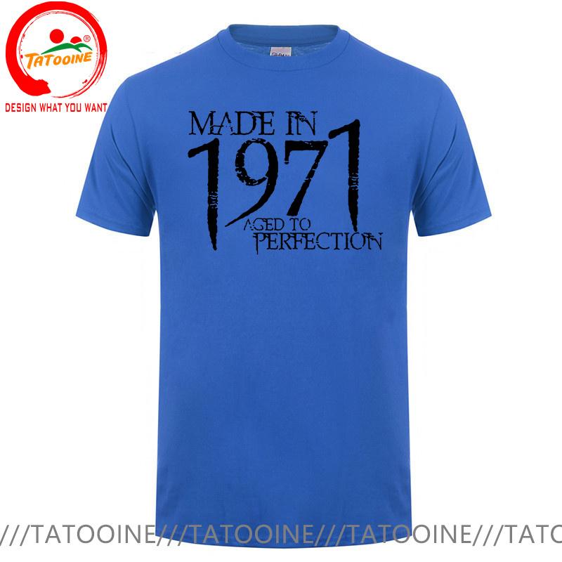 Рожден в 1971 году Большой размер 5xl 6xl Футболка Унисекс Футболка Мужская Летняя Сделано в 1971 году Выдержана до совершенства Футболка Унисекс Подарки на День Рождения Футболка
