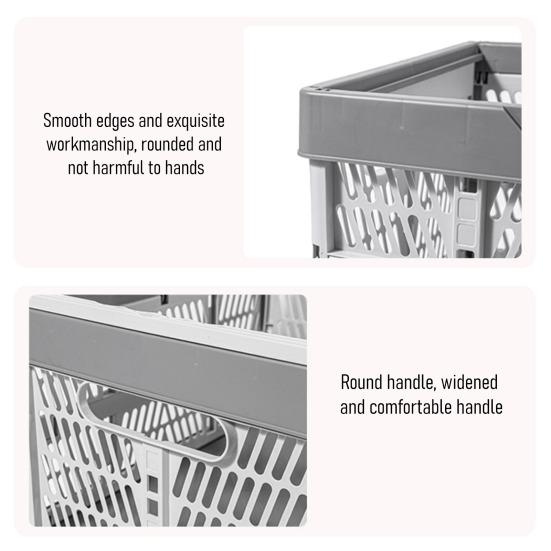 Складной ящик для хранения Пластиковая складная корзина для хранения Большая вместимость Штабелируемый ящик с ручками для офиса Спальни Кухни Игровой комнаты